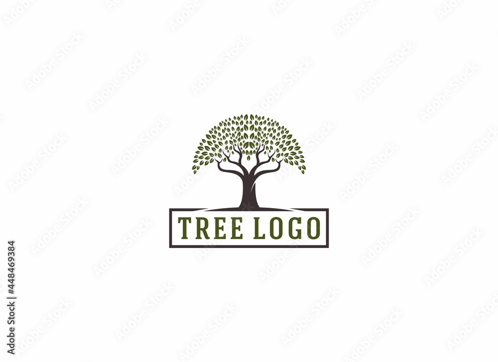 Obraz premium tree logo with illustration of a tree that has lush leaves depicting a thriving tree