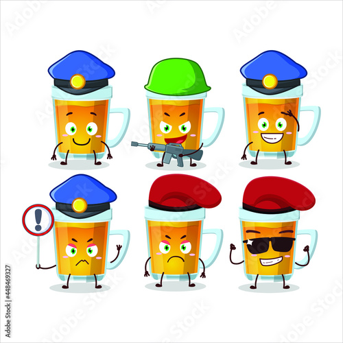 A dedicated Police officer of glass of tea mascot design style. Vector illustration