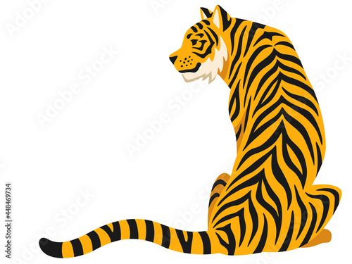 Fotografia, Obraz 背中を向けて座る虎のイラスト