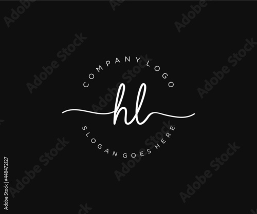 initial HL Feminine logo beauty monogram and elegant logo design, handwriting logo of initial signature, wedding, fashion, floral and botanical with creative template. photo