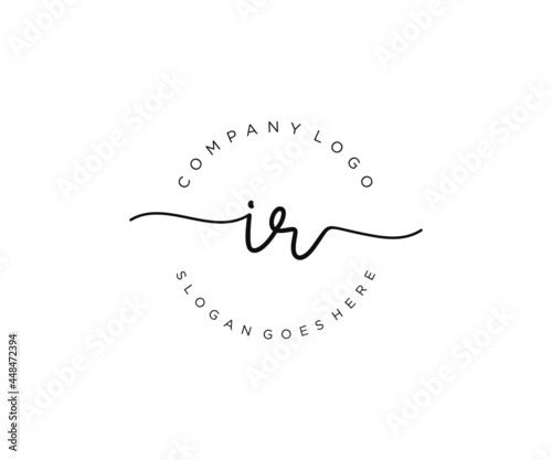 initial IR Feminine logo beauty monogram and elegant logo design, handwriting logo of initial signature, wedding, fashion, floral and botanical with creative template.