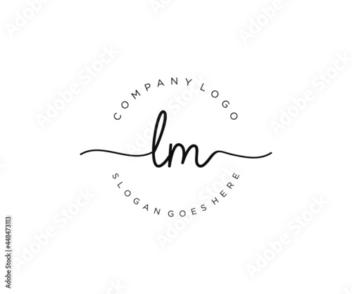 initial LM Feminine logo beauty monogram and elegant logo design, handwriting logo of initial signature, wedding, fashion, floral and botanical with creative template.
