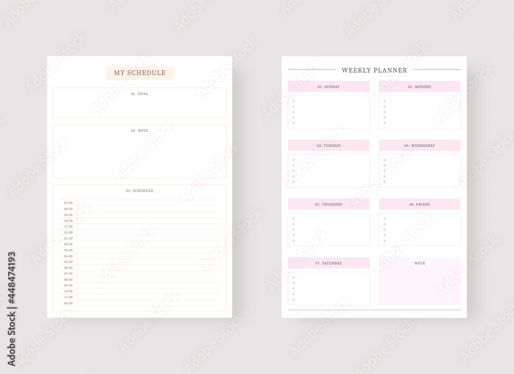Modern planner template set. Set of planner and to do list. Weekly planner template. Vector illustration.
Modern planner template set. Set of planner and to do list. Weekly planner template. Vector illustration.
