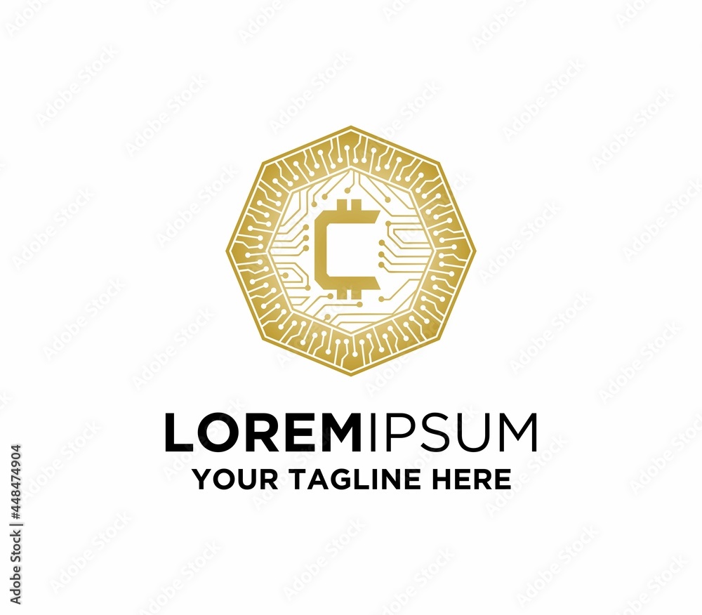 Naklejka premium Initial C Letter CryptoCurrency Logo