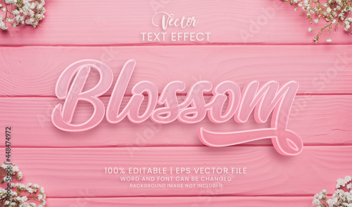 Pink blossom editable text effect style
