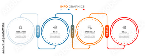 Vector infographic label thin line design template with icons and 4 options or steps. Can be used for workflow diagram, info chart, web design.