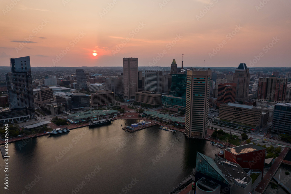 custom made wallpaper toronto digitalAerial View of Baltimore City Inner Harbor at Sunset