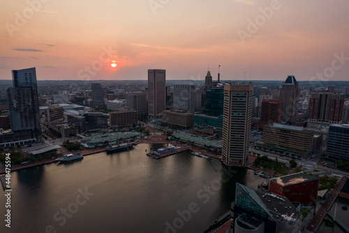 Wallpaper Mural Aerial View of Baltimore City Inner Harbor at Sunset Torontodigital.ca