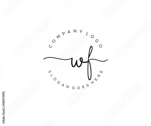 initial WF Feminine logo beauty monogram and elegant logo design, handwriting logo of initial signature, wedding, fashion, floral and botanical with creative template.