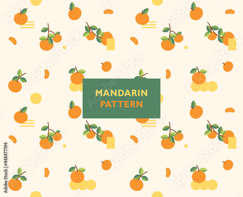 Cute and refreshing mandarin pattern. Simple pattern design template.