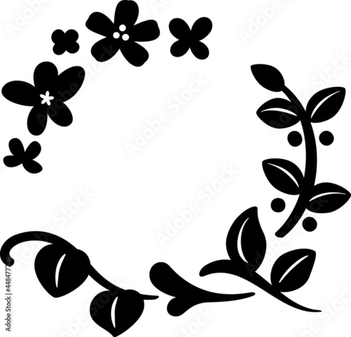 草花の円形デコレーションイラスト