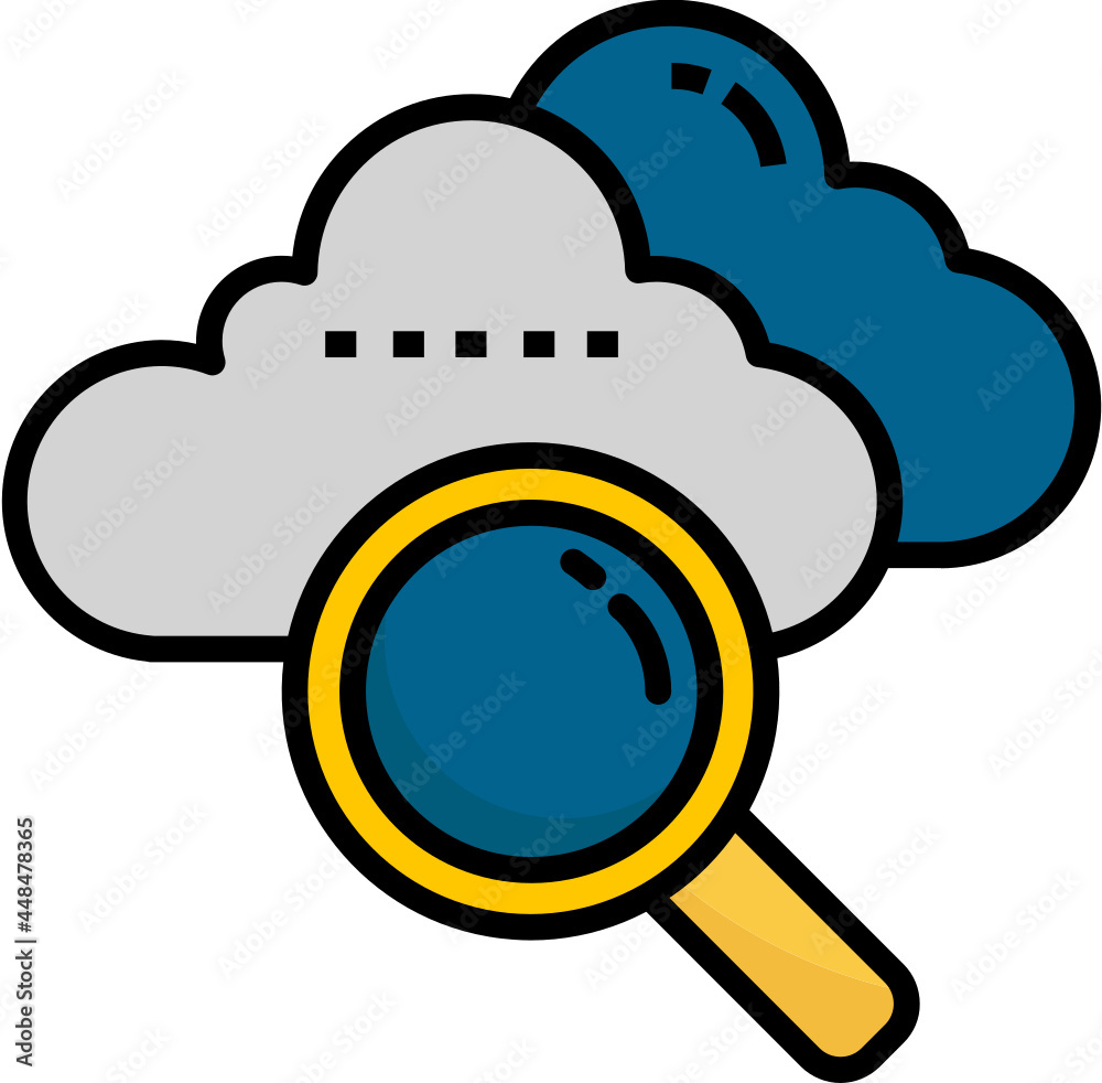 Cloud magnifying icon. Science concept icon style Cloud magnifying icon. Science concept icon style