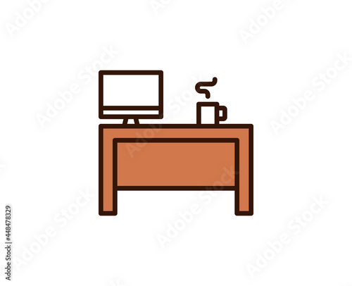 Work place line icon. Vector symbol in trendy flat style on white background. Office sing for design.