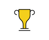 Winning cup flat icon. Thin line signs for design logo, visit card, etc. Single high-quality outline symbol for web design or mobile app. Business outline pictogram.