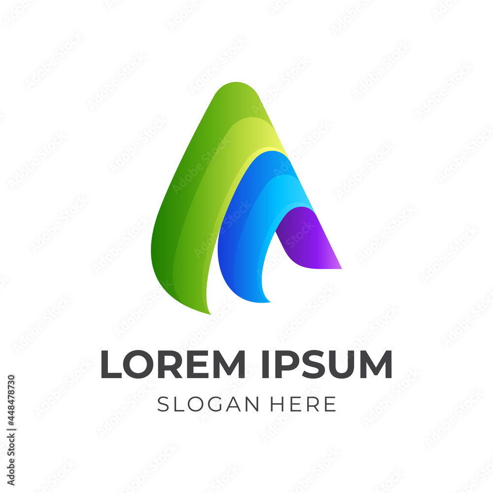 letter A logo design with 3d colorful style letter A logo design with 3d colorful style