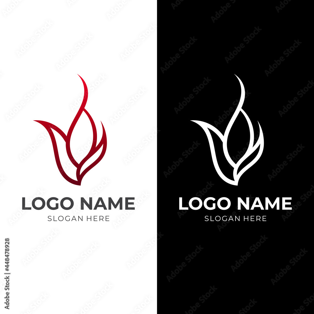 fire logo concept with line red and white color style