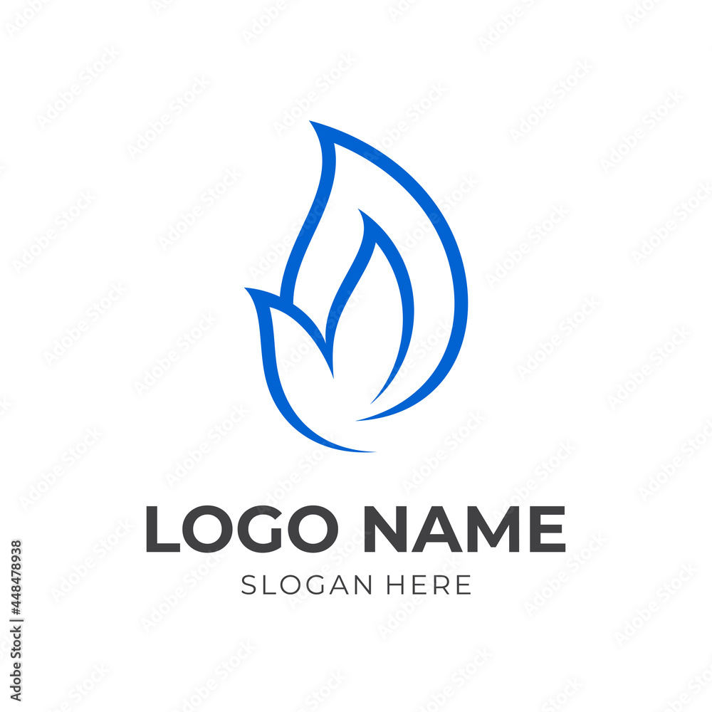 flame logo concept with line blue color style flame logo concept with line blue color style
