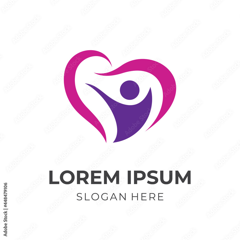 love people logo, love and people, combination with flat pink and purple color style love people logo, love and people, combination with flat pink and purple color style
