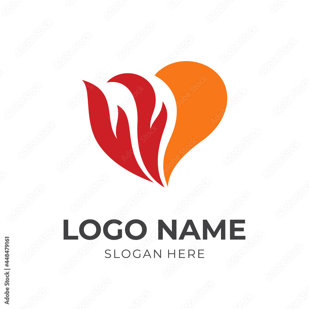 love fire logo, love and fire, combination with flat red and orange color style love fire logo, love and fire, combination with flat red and orange color style