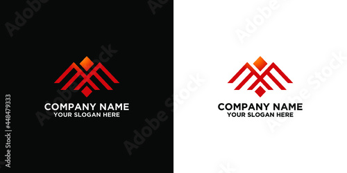 logo initial letter M in mountain concept