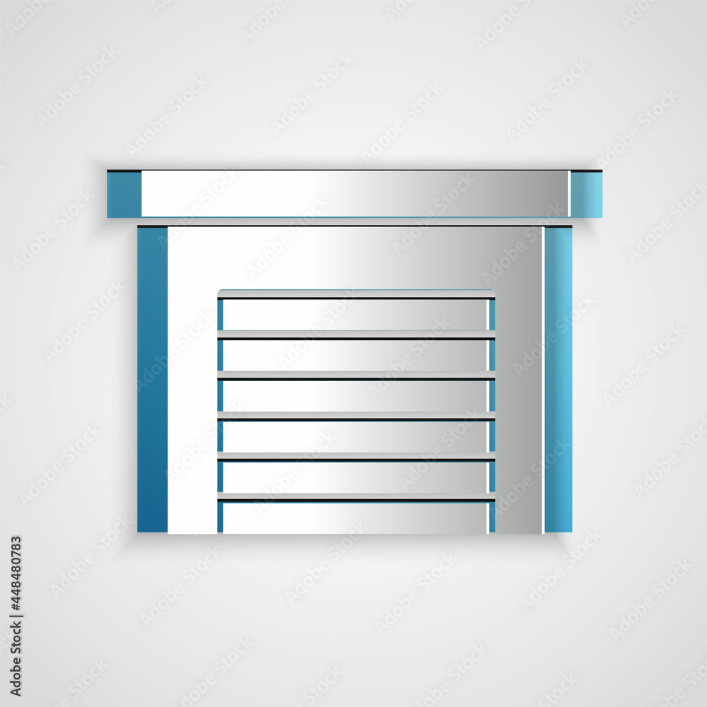 Paper cut Garage icon isolated on grey background. Paper art style. Vector