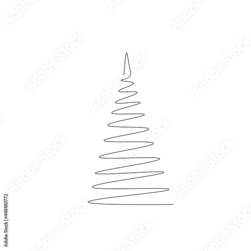 Christmas tree line drawing vector illustration