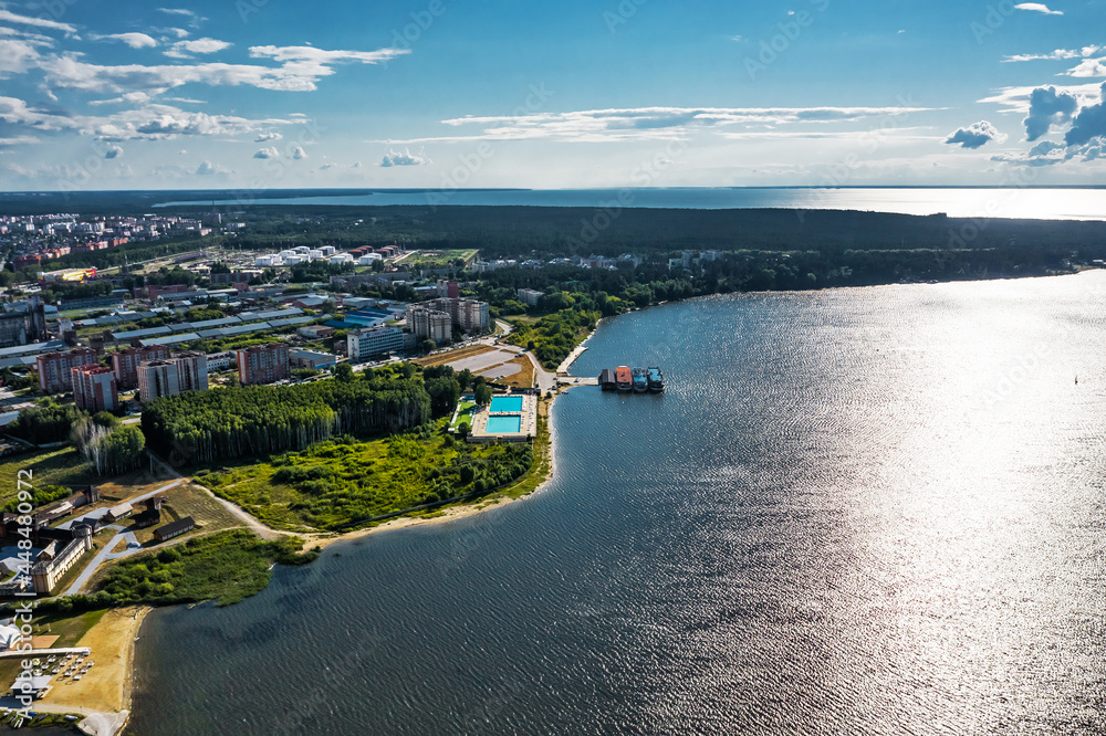 The city of Berdsk and the Berdsky Bay. Berd River, Novosibirsk region