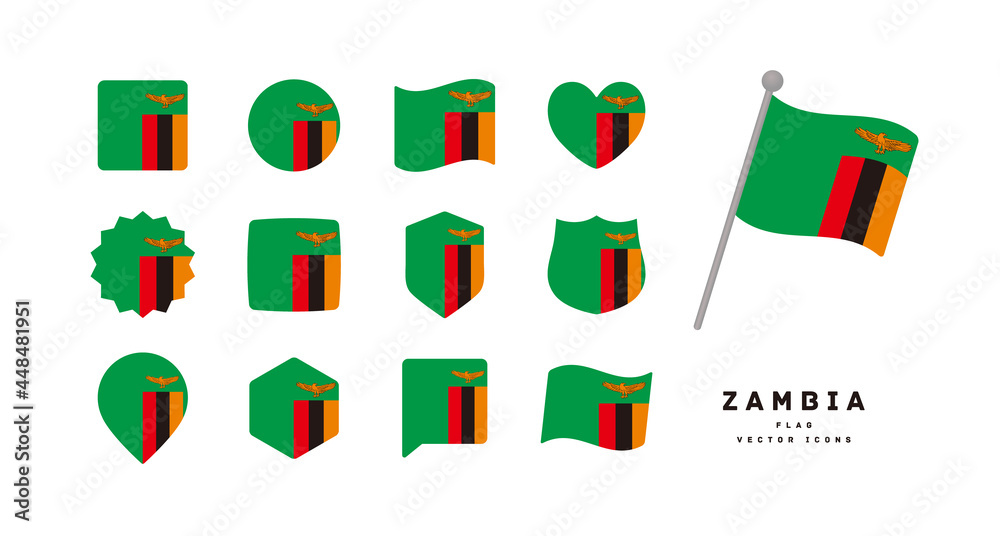 Zambia flag icon set vector illustration Zambia flag icon set vector illustration
