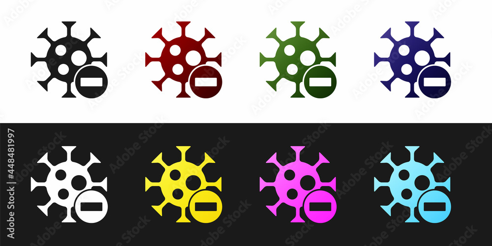 Set Negative virus icon isolated on black and white background. Corona virus 2019-nCoV. Bacteria and germs, cell cancer, microbe, fungi. Vector. Set Negative virus icon isolated on black and white background. Corona virus 2019-nCoV. Bacteria and germs, cell cancer, microbe, fungi. Vector.