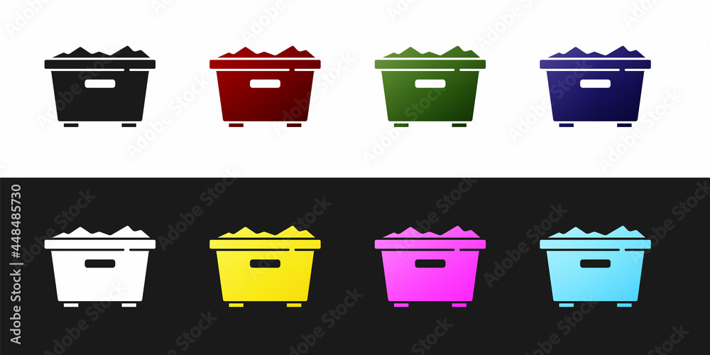Set Trash can icon isolated on black and white background. Garbage bin sign. Recycle basket icon. Office trash icon. Vector