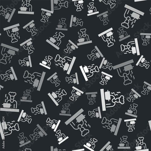 Grey Spanish cook icon isolated seamless pattern on black background. Vector