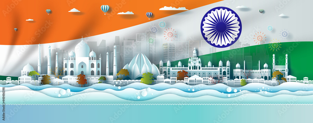 Φωτογραφία Vector illustration independence anniversary celebration nation day in India fag background