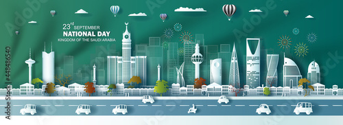 Vector illustration independence anniversary celebration nation day in Saudi arabia.