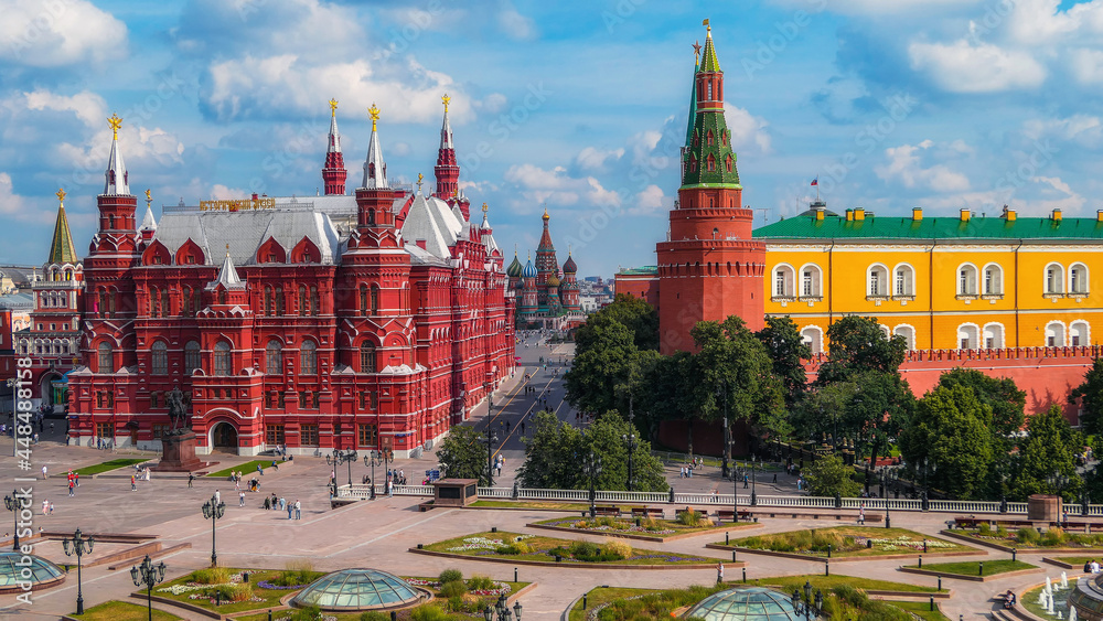 Sunny aerial view on Kremlin, historical museum and Red Square Sunny aerial view on Kremlin, historical museum and Red Square