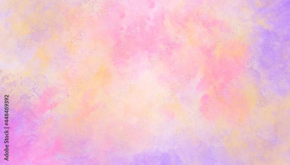 Watercolor aquarelle violet pink and peach abstract background wallpaper hand-drawn digital illustration. Bright summer background. Print quality.