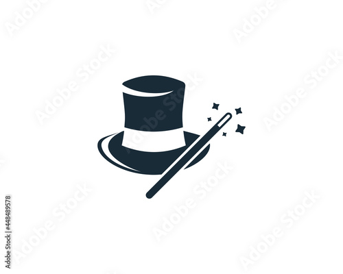 Magician Hat and Stick Wizard Icon Design Template Elements