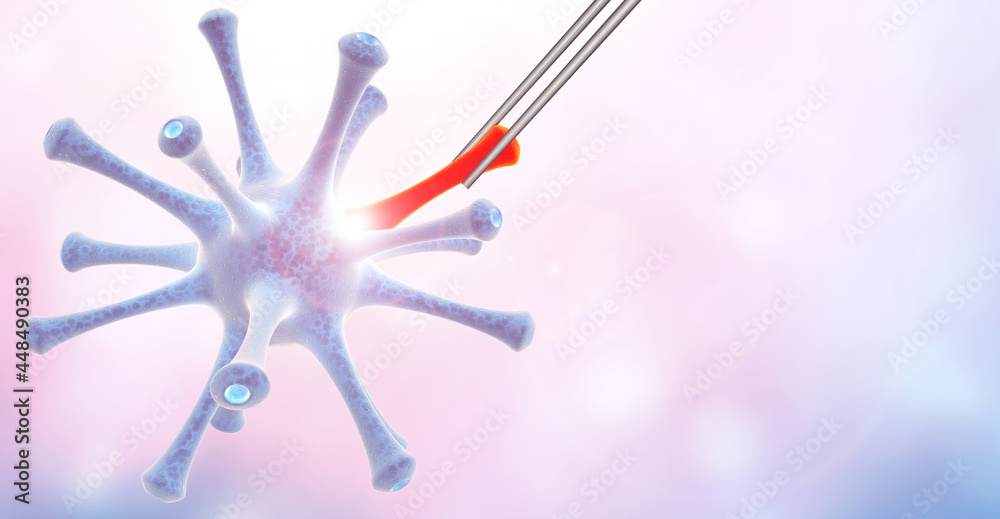 Artificial modification of the virus. 3d render