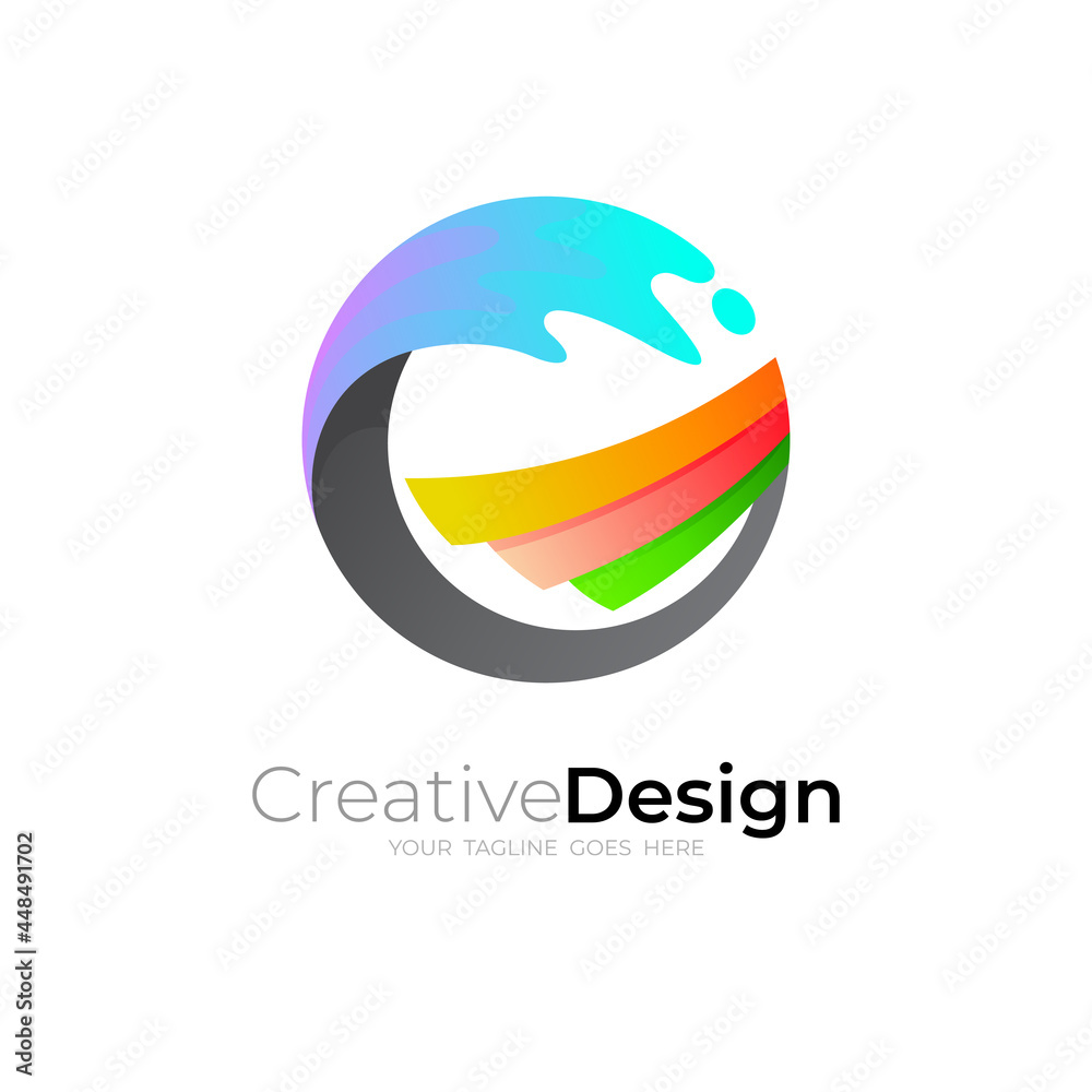 G logo and water swoosh design vector, simple style logo template G logo and water swoosh design vector, simple style logo template