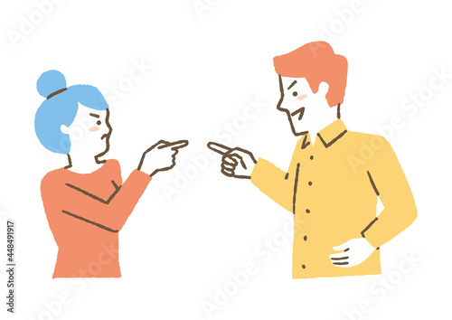 言い争う男女2人_色