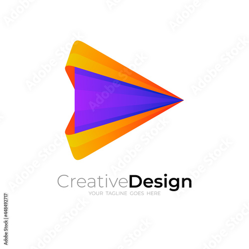 Free Download Play logo and arrow design combination, set play icons - GFXLoad