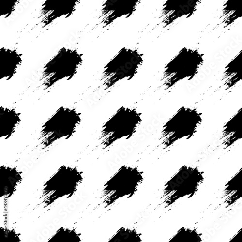 black and white hand drawn simple ink brush stroke seamless pattern. vector illustration for background, bed linen fabric, wrapping paper, scrapbooking