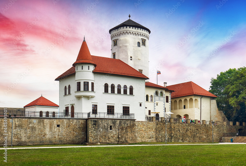 Medieval castle Budatin with park near by Zilina, central Europe, Slovakia