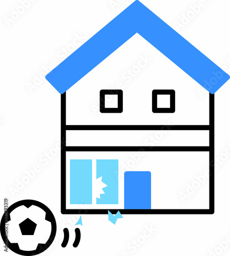 住宅災害 子供のサッカーボールがまどがらすを割る被害