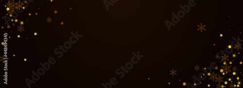 Shiny Snow Vector Pnoramic Brown Background. Gold