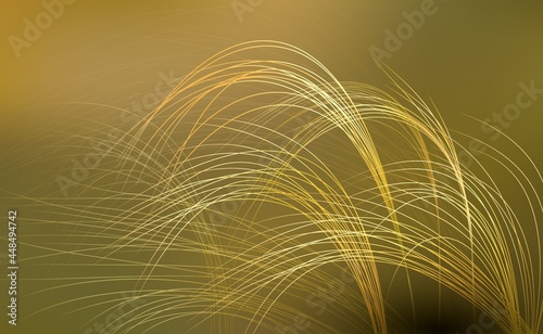 Background for a presentation on ecology. Landscape leaves grass and wind. Abstract vector illustration of steppe grass blown by the wind on a yellow-green background.