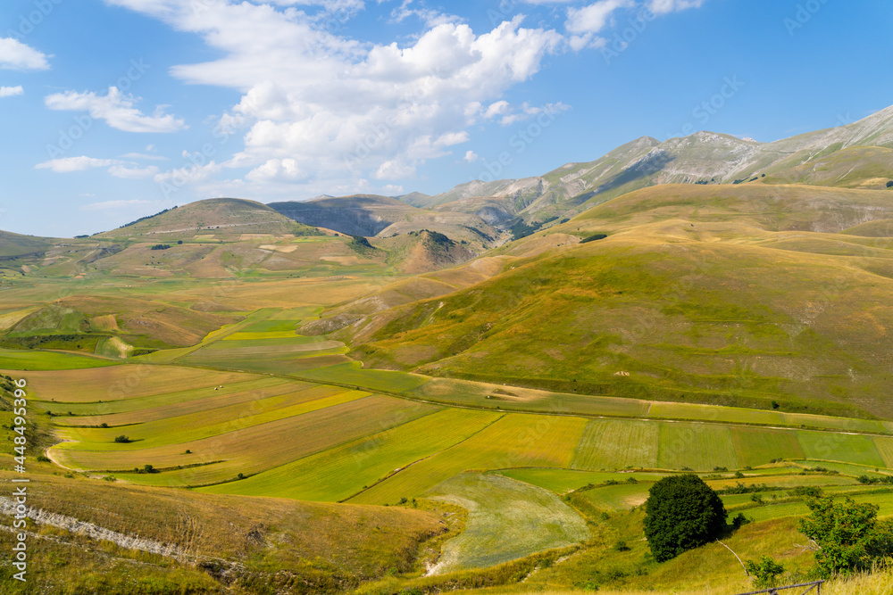 Castelluccio di Norcia beautiful fields landscapes in Marche region, Italy