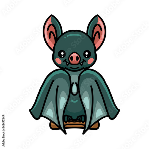 Cute bat cartoon sitting on tree