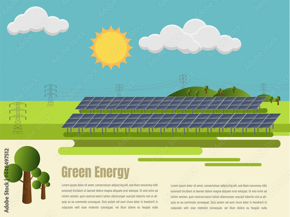 Fototapeta premium Concept:solar panels, light generation, green energy.