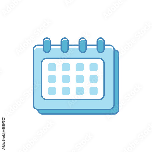 Calendar icon with blue color isolated on white background