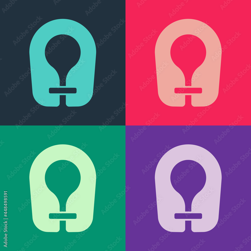 Pop art Life jacket icon isolated on color background. Life vest icon. Extreme sport. Sport equipment. Vector Pop art Life jacket icon isolated on color background. Life vest icon. Extreme sport. Sport equipment. Vector